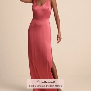 Lulu's Satin Pink Maxi Dress